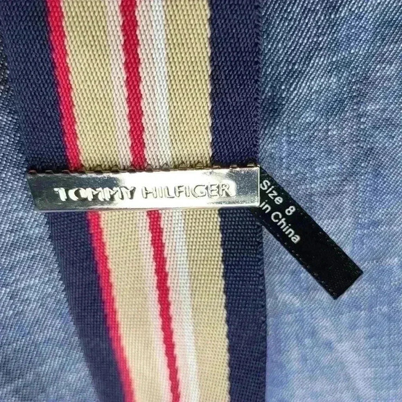 Tommy Hilfiger In Bloom Sleeveless Debim Dress With Belt Womens Size 8 - Picture 9 of 11